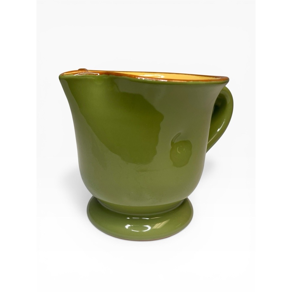 Vietri Cucina Fresca Small Footed‎ Pitcher Sage Saffron 4.5" Italy Green Yellow